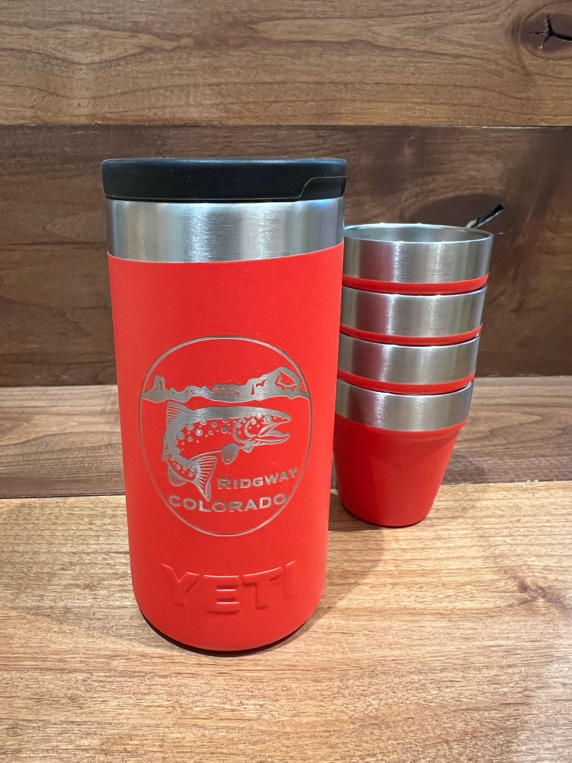 Ridgway Co Logo YETI Shot Glasses and Case