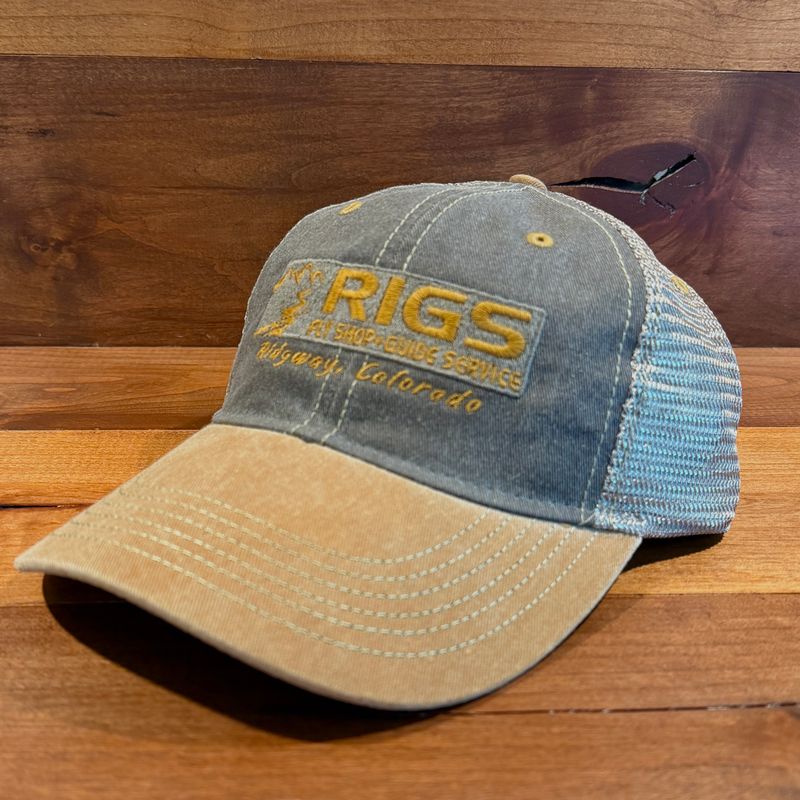 RIGS Logo Old Favorite Trucker Hat Coffee Khaki RIGS Logo Old Favorite Trucker Hat Coffee Khaki