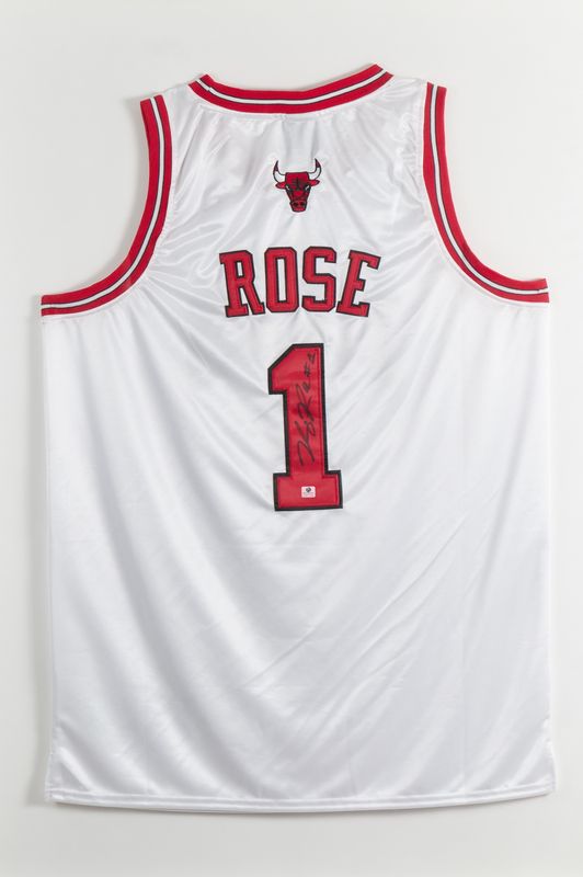 Signed Derrick Rose Bulls Jersey Inscribed White #1