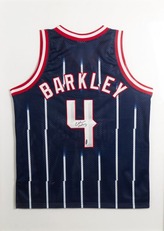 Signed Charles Barkley Rockets Jersey