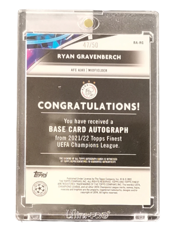 2021/22 Topps Finest Gold Refractor Ryan Gravenberch Auto 47/50