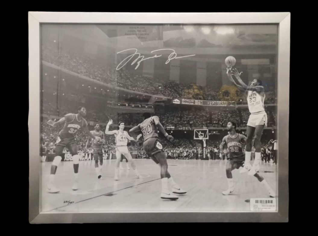 Signed Michael Jordan Black and White UNC Poster 686/750