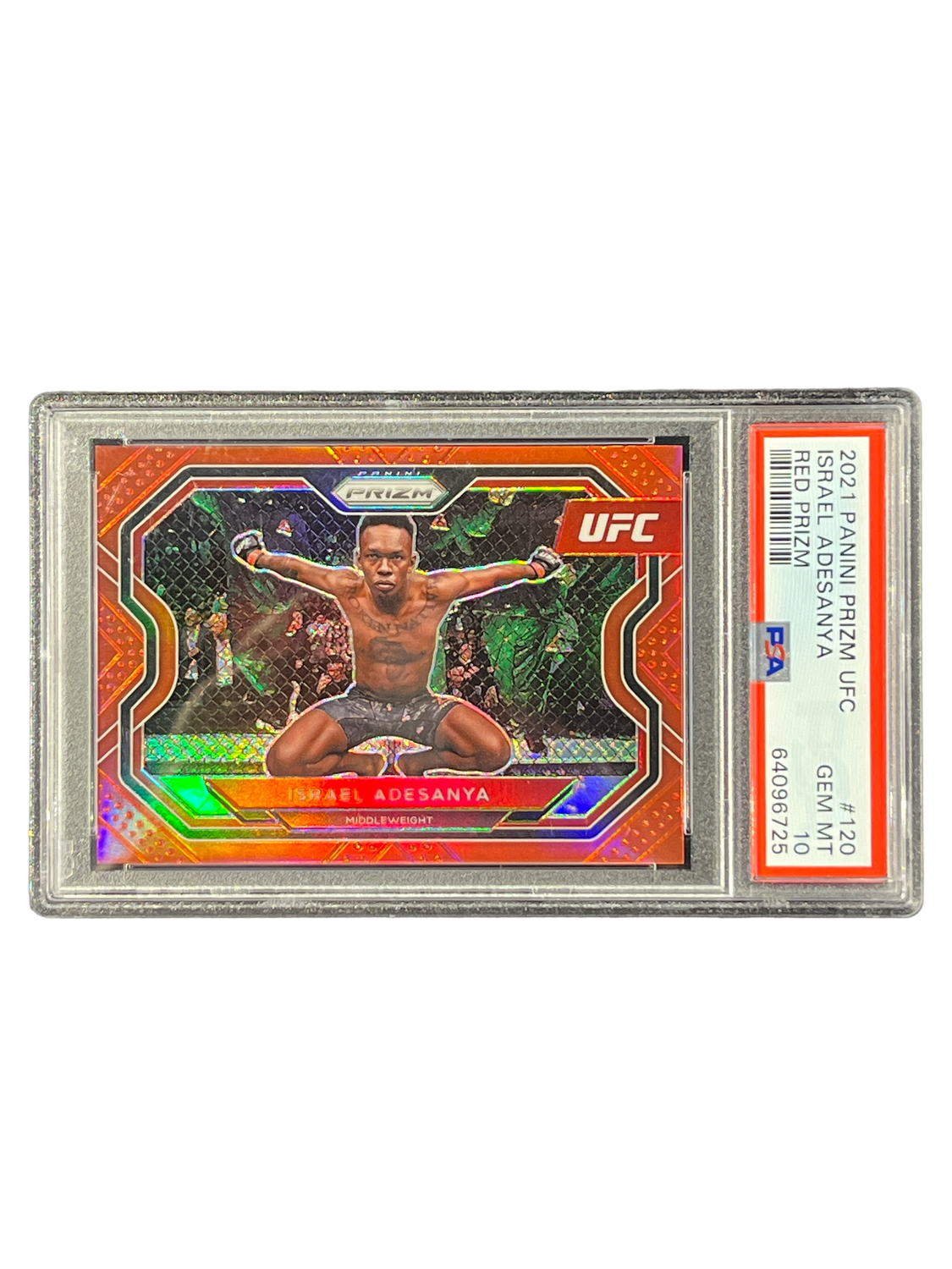 2021 Panini Prizm UFC Israel Adesanya Red Prizm #120 PSA 10