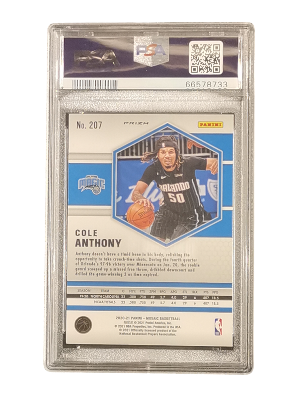2020 Mosaic Cole Anthony Reactive Yellow #207 PSA 10