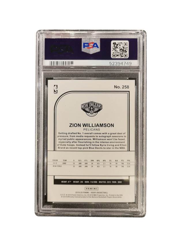 2019 Panini Hoops Zion Williamson #258