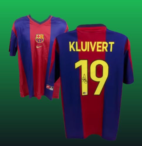 Patrick Kluivert Signed Barcelona Home Soccer Jersey #19