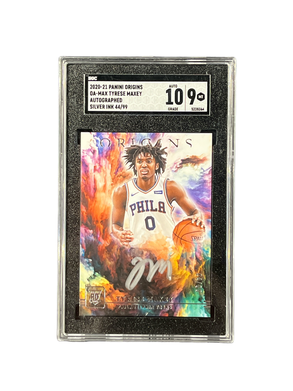 2020-21 Panini Origins OA-Max Tyrese Maxey Auto Silver Ink 44/99 Mint 9