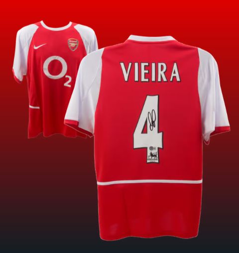 Patrick Vieira Signed 2002 Arsenal Home Soccer Jersey #4