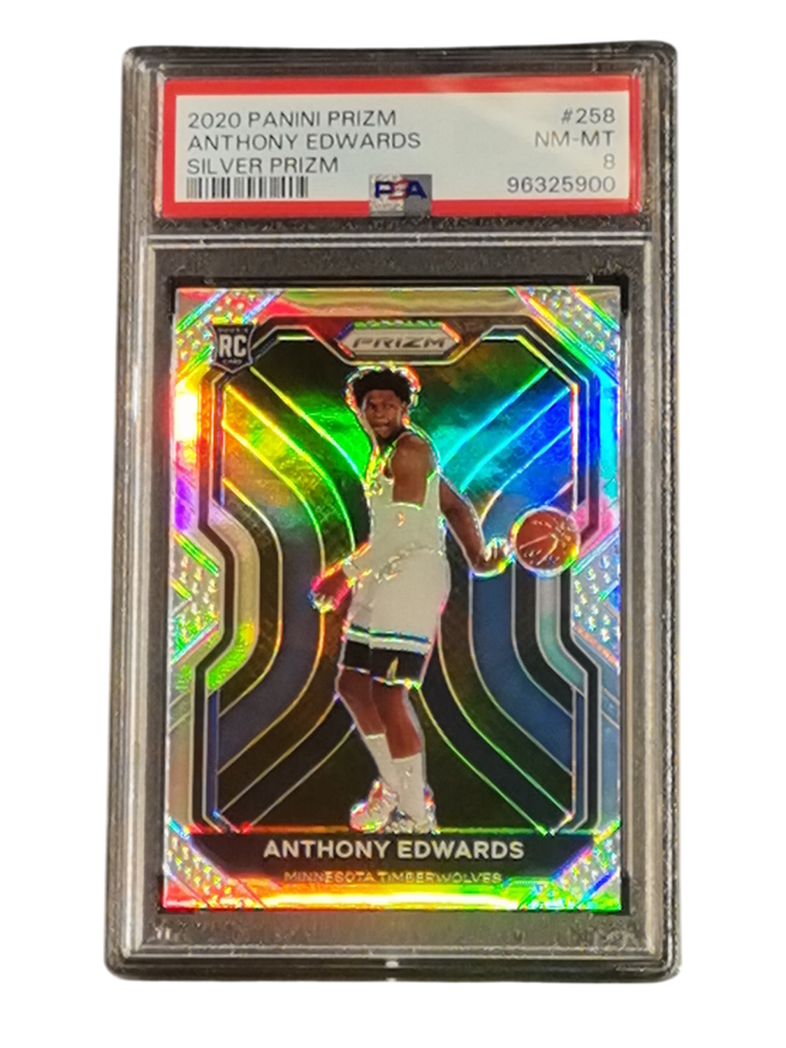2020 Panini Prizm Anthony Edwards Silver Prizm #258 PSA 8