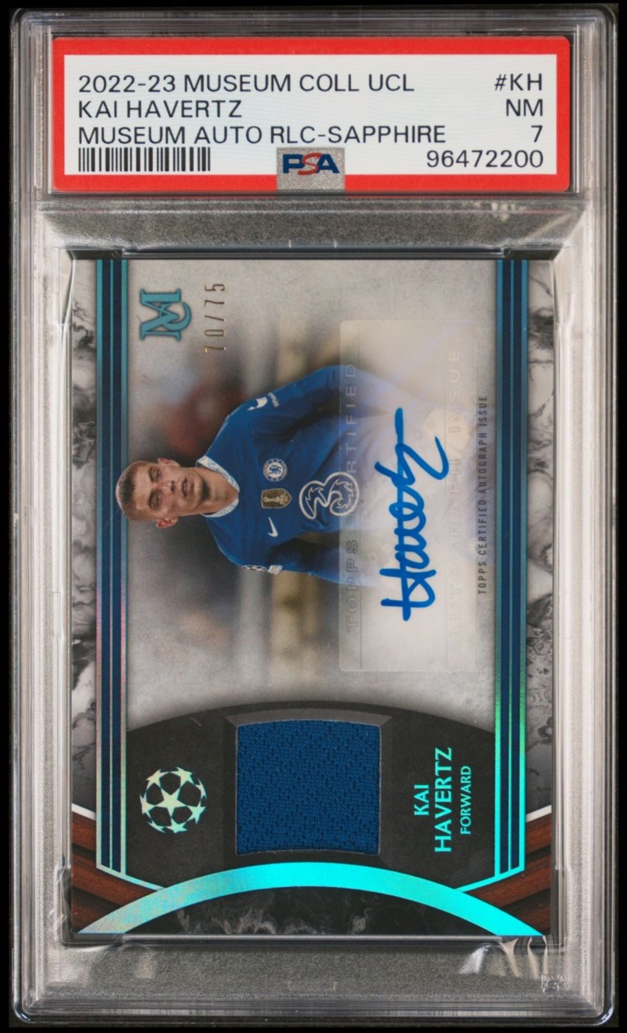 2022-23 Museum Coll UCL Kai Havertz Museum Auto RLC-Sapphire #KH PSA 7