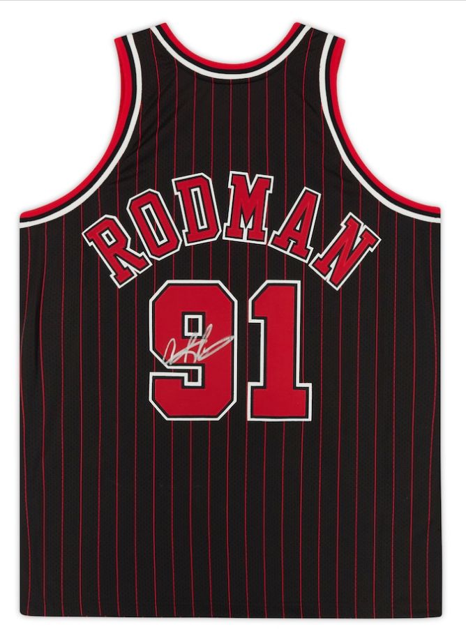 Dennis Rodman Chicago Bulls Auto Black 1995 M&amp;N Authentic Jersey