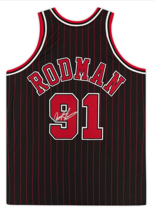 Dennis Rodman Chicago Bulls Auto Black 1995 M&amp;N Authentic Jersey