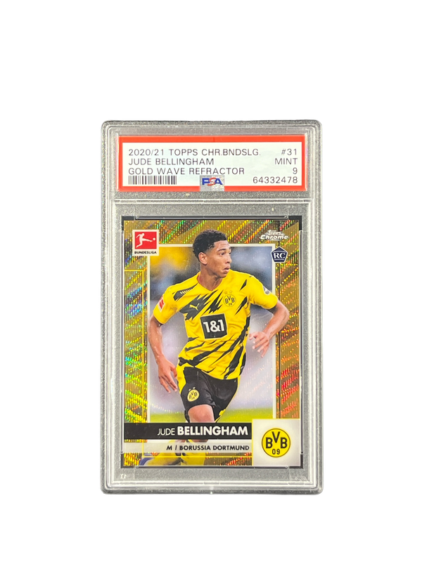 2020/21 Topps Chr.Bndsleg. Jude Bellingham Gold Wave Refrector #31 PSA 9