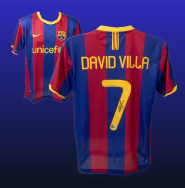 David Villa Signed FC Barcelona Home Soccer Jersey #7