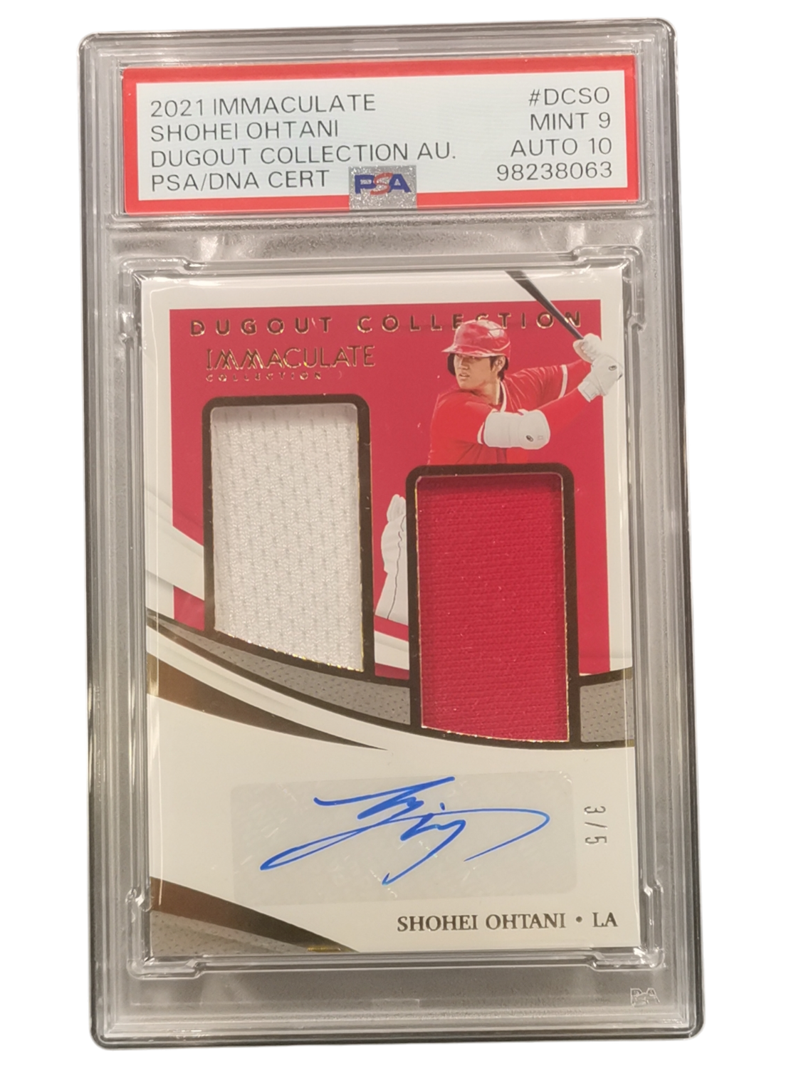 2021 Immaculate Shohei Ohtani Dugout Collection AU. PSA/DNA Cert #DCSO PSA 9 Auto 10