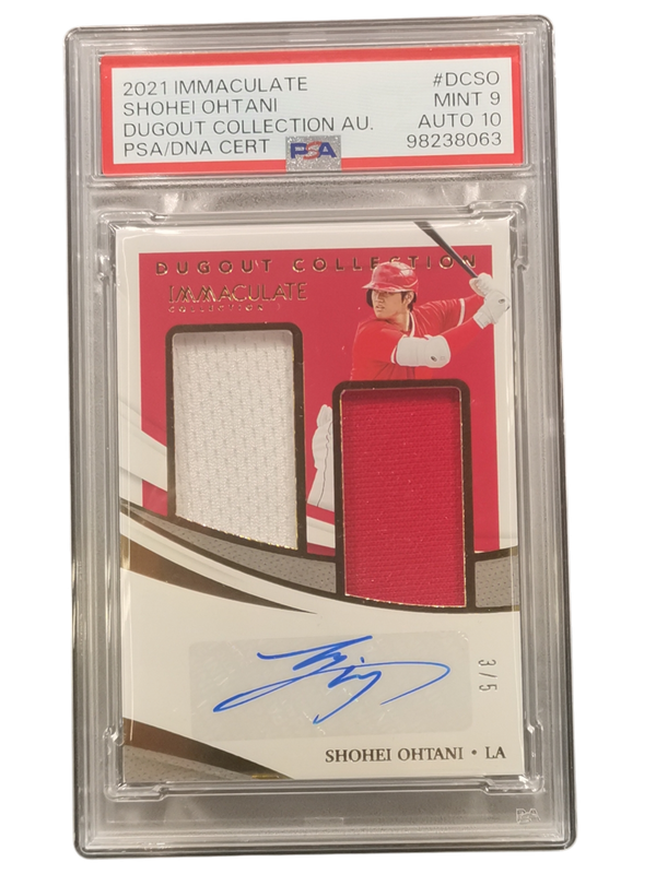 2021 Immaculate Shohei Ohtani Dugout Collection AU. PSA/DNA Cert #DCSO PSA 9 Auto 10
