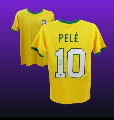 Pele Signed Vintage Brazil Home Soccer Jersey #10