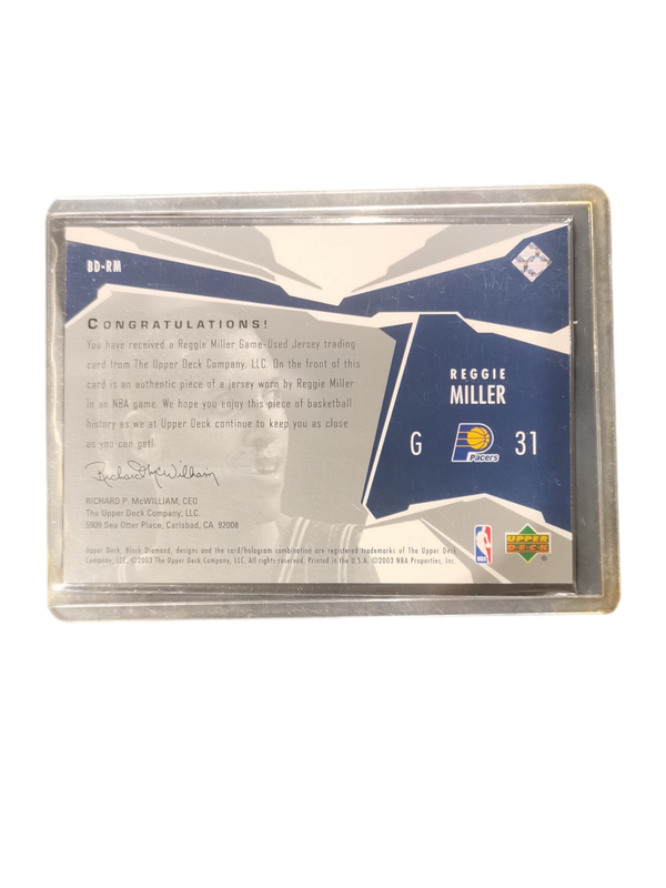2003 UD Black Diamon Reggie Miller Patch #BD-RM