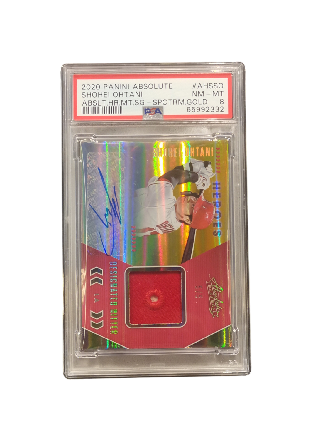 2020 Panini Absolute Shohei Ohtani Abslt.Hr.Mt.SG-Spctrm.Gold #AHSSO PSA 8
