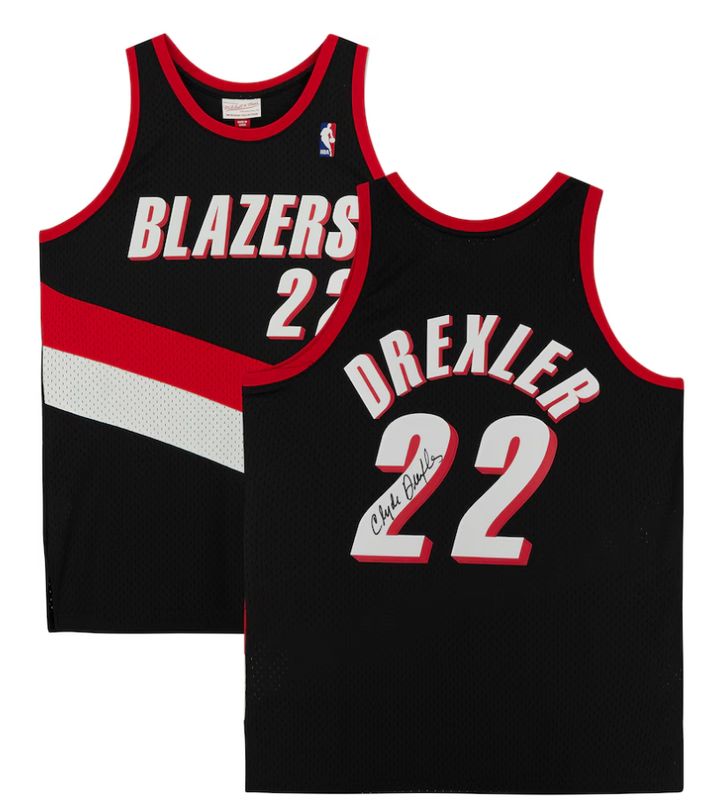Clyde Drexler Portland Trail Blazers Auto Black Mitchell &amp; Ness 1990-91 Replica Jersey