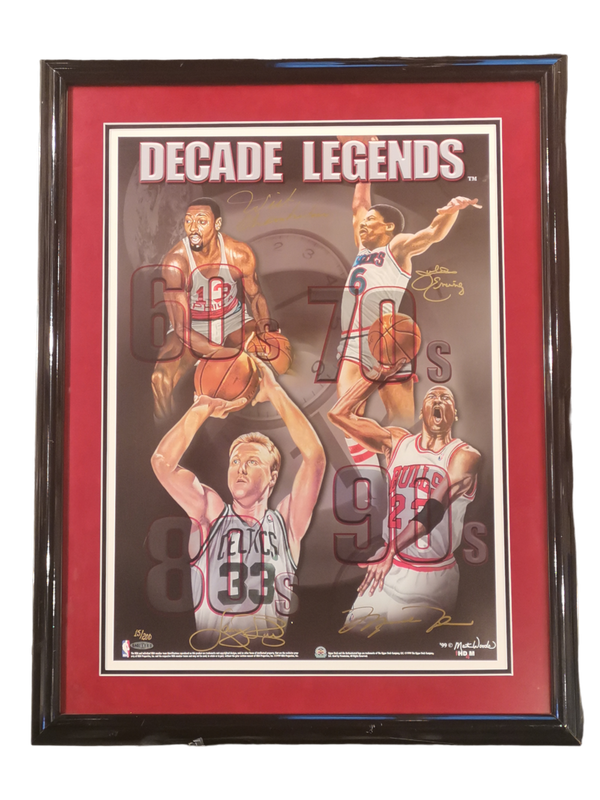 Signed Decade Legends Poster Jordan/Bird/Chamberlain/Erving 15/200