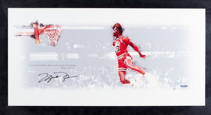 Signed Michael Jordan Free Throw Dunk Poster