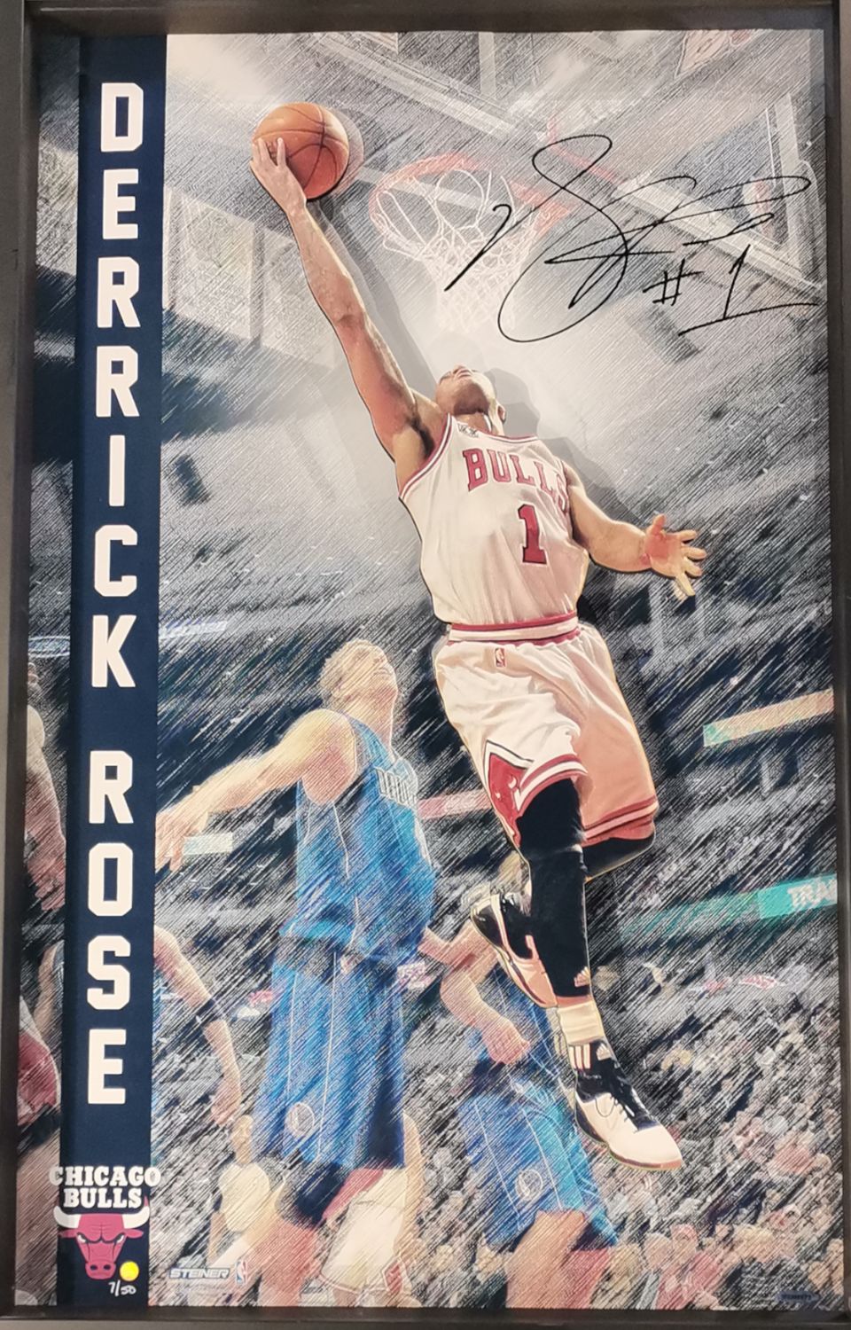 Signed Derrick Rose 3D Poster 7/50