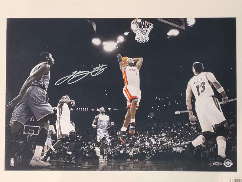 Signed Lebron James Heat Dunk Poster 4/50