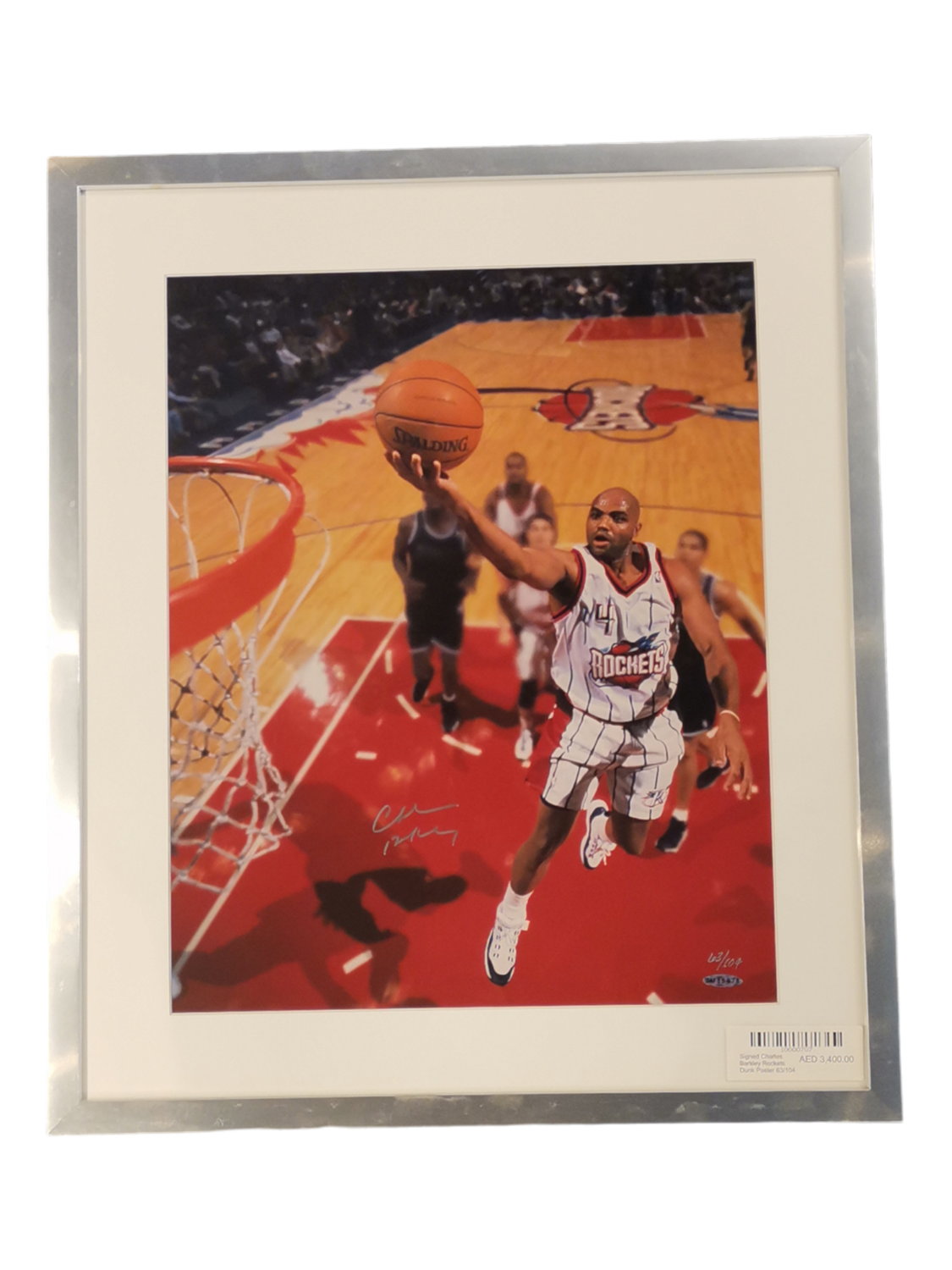 Signed Charles Barkley Rockets Dunk Poster 63/104