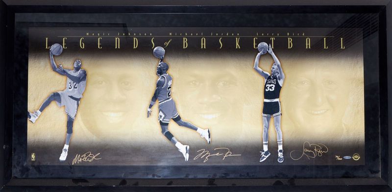 Signed Poster Legends Of Basketball Michael Jordan/Larry Bird/ Magic Johnson 74/500