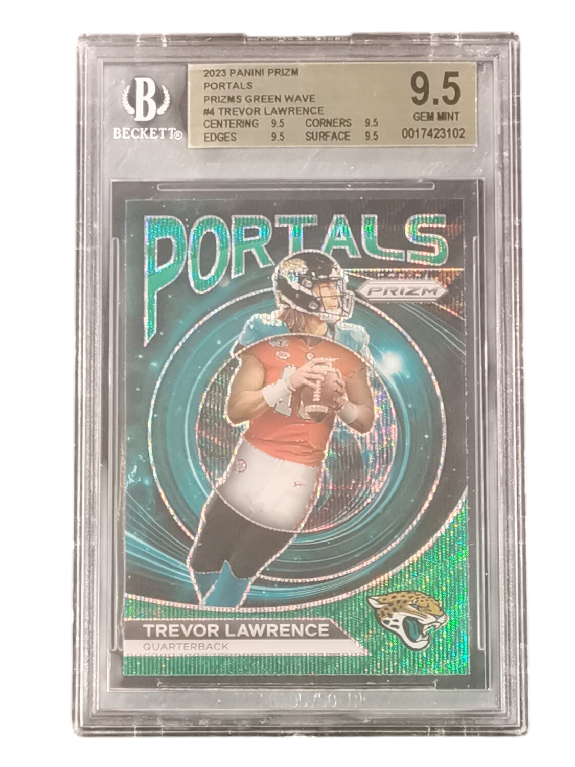 2023 Panini Prizm Portals Prizms Green Wave #4 Trevor Lawrence
