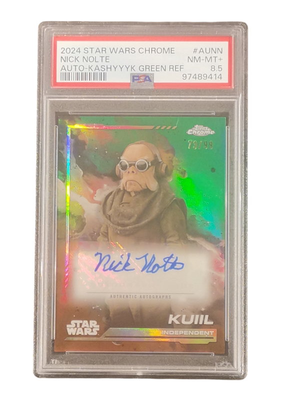 2024 Star Wars Chrome Nick Nolte Auto - Kashyyyk Green Ref #AUNN PSA 8.5