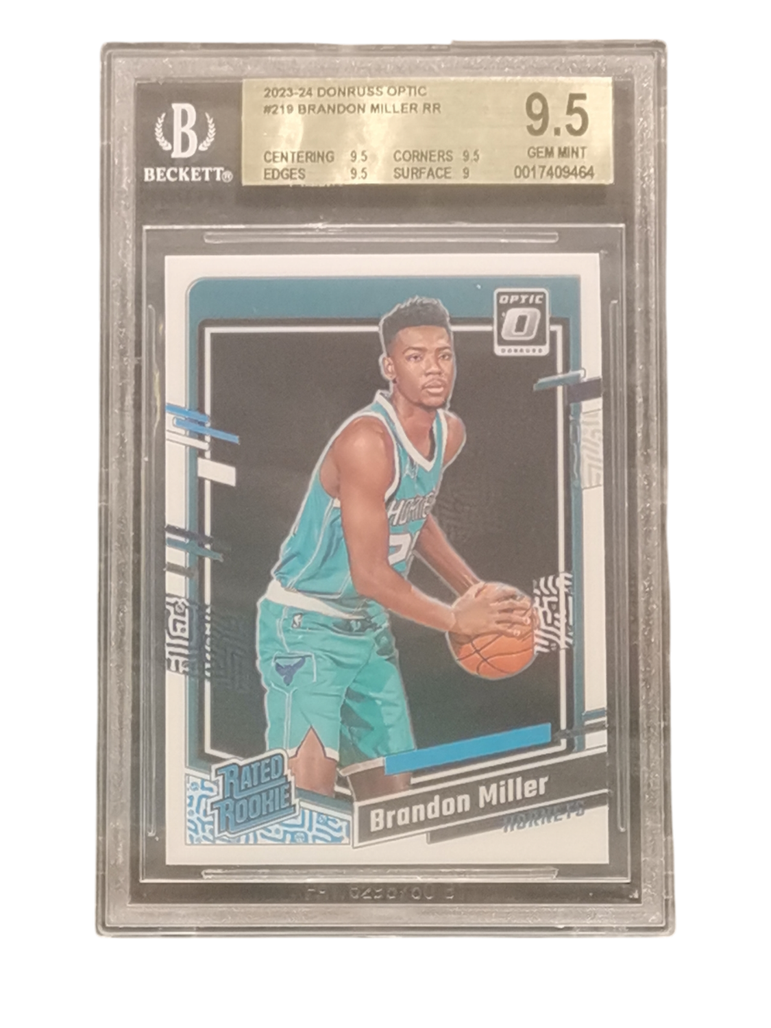 2023-24 Donruss Optic #219 Brandon Miller RR Beckett 9.5