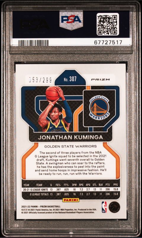 2021 Prizm Jonathan Kuminga Red Prizm RC 53/299 PSA 9
