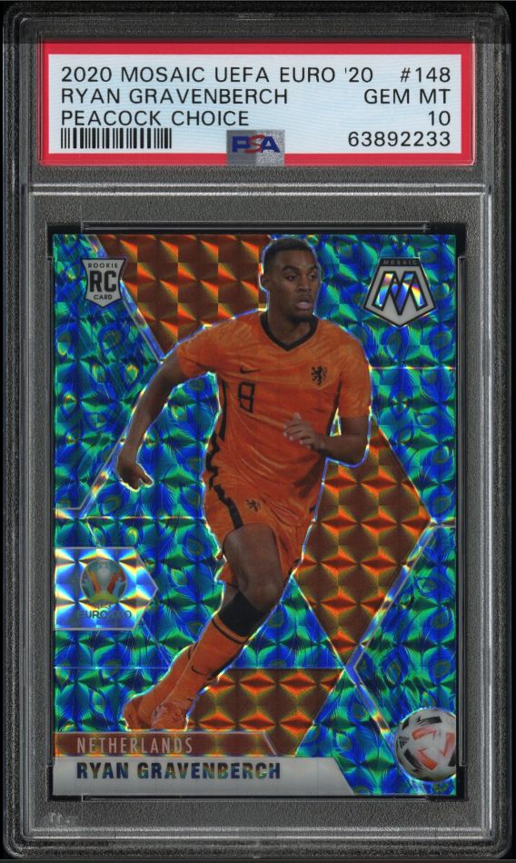 2020 Mosaic UEFA Euro &#39; 20 Ryan Gravenberch Peacock Choice RC #148 PSA 10