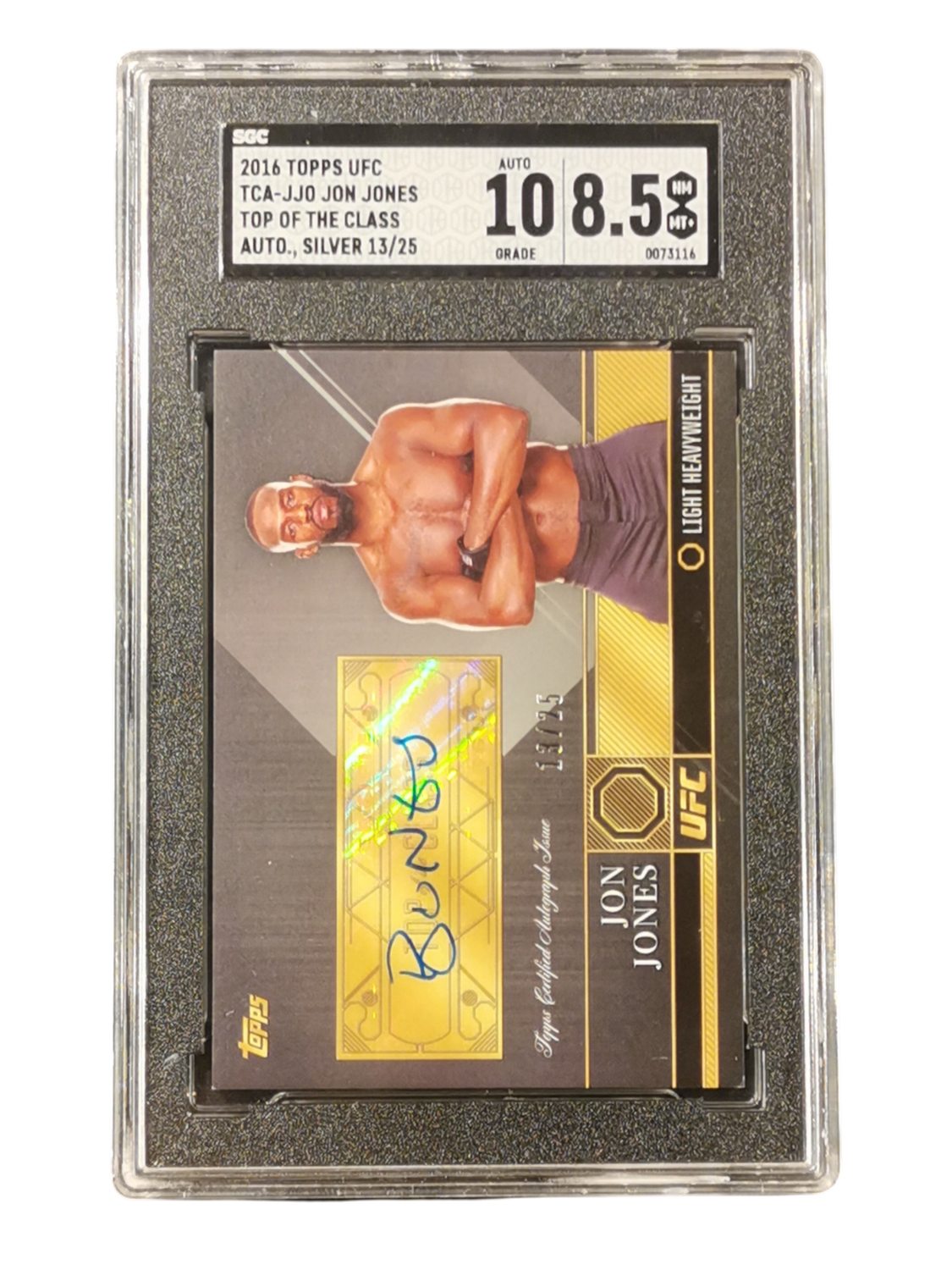 2016 Topps TCA-JJO Jon Jones Top of the Class Auto Silver 13/25 SGC 8.5