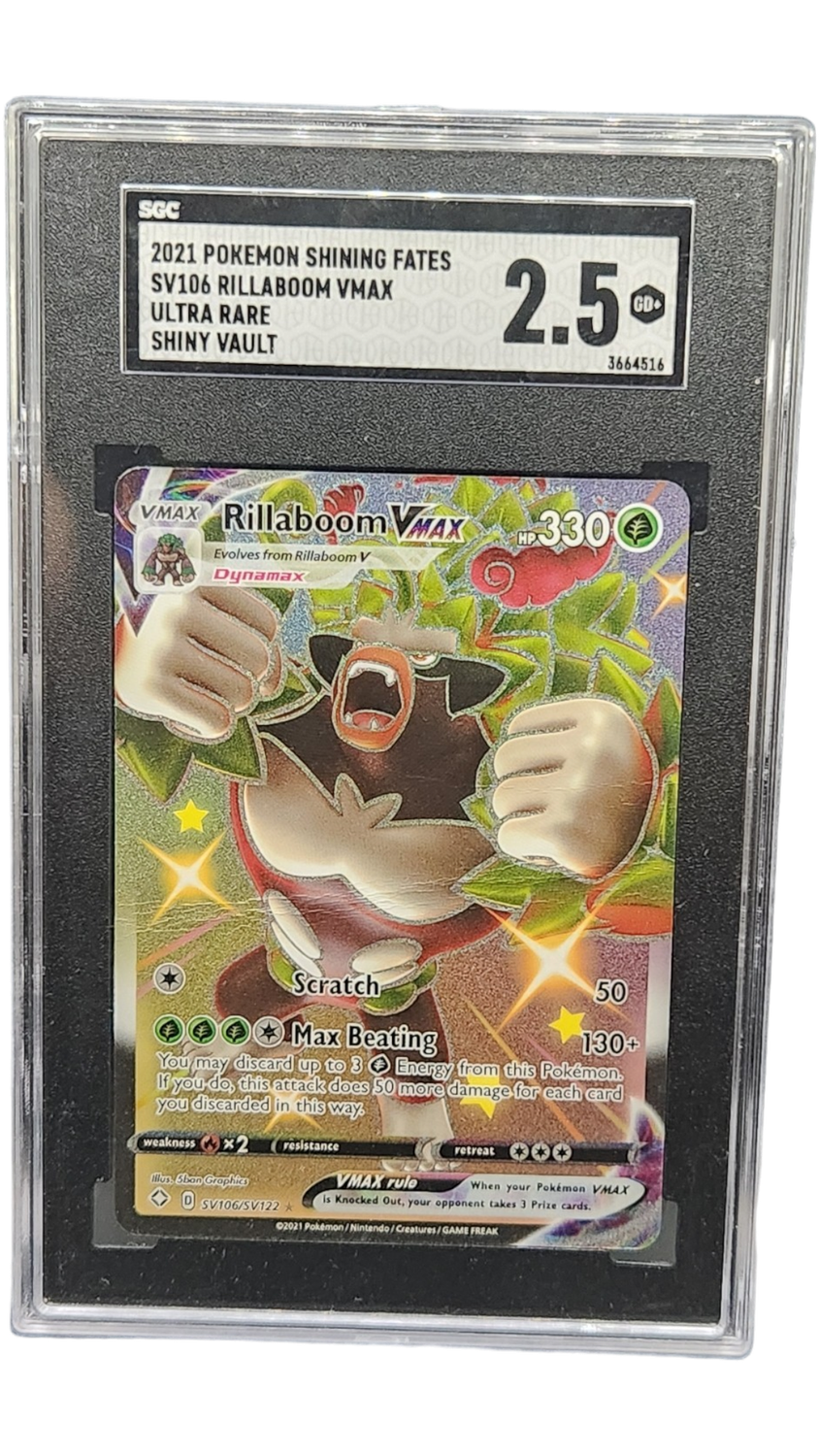 2021 Pokemon Shining Fates Rillaboom VMax Ultra Rare Shiny Vault SGC 2.5