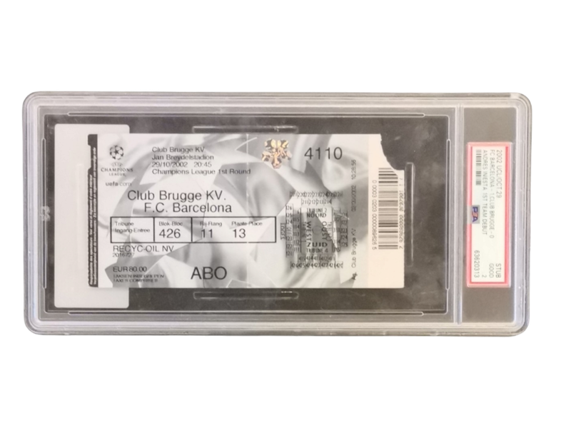 2002 Ticket Stub Andres Iniesta Debut PSA 2