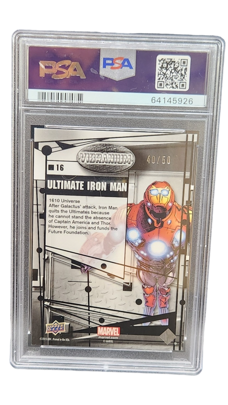 2015 UD Marvel Vibranium Ultimate Iron Man Radiance 40/50 PSA 9