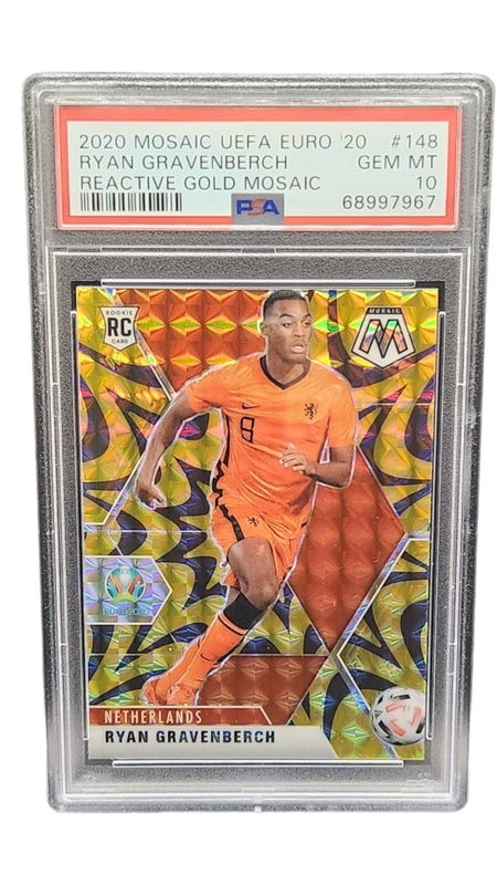 2020 Mosaic Uefa Euro &#39;20 Ryan Gravenberch reactive Gold Mosaic #148 PSA 10
