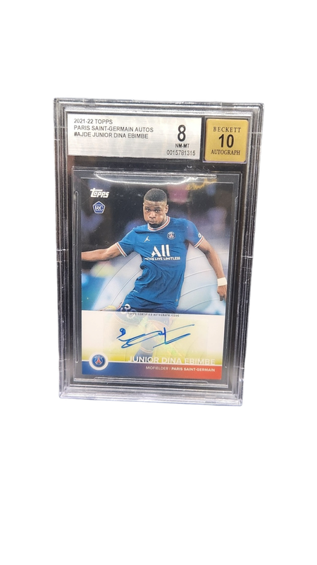2021-22 Topps PSG Autos Junior DIna Ebimbe Auto 10 RC Beckett 8