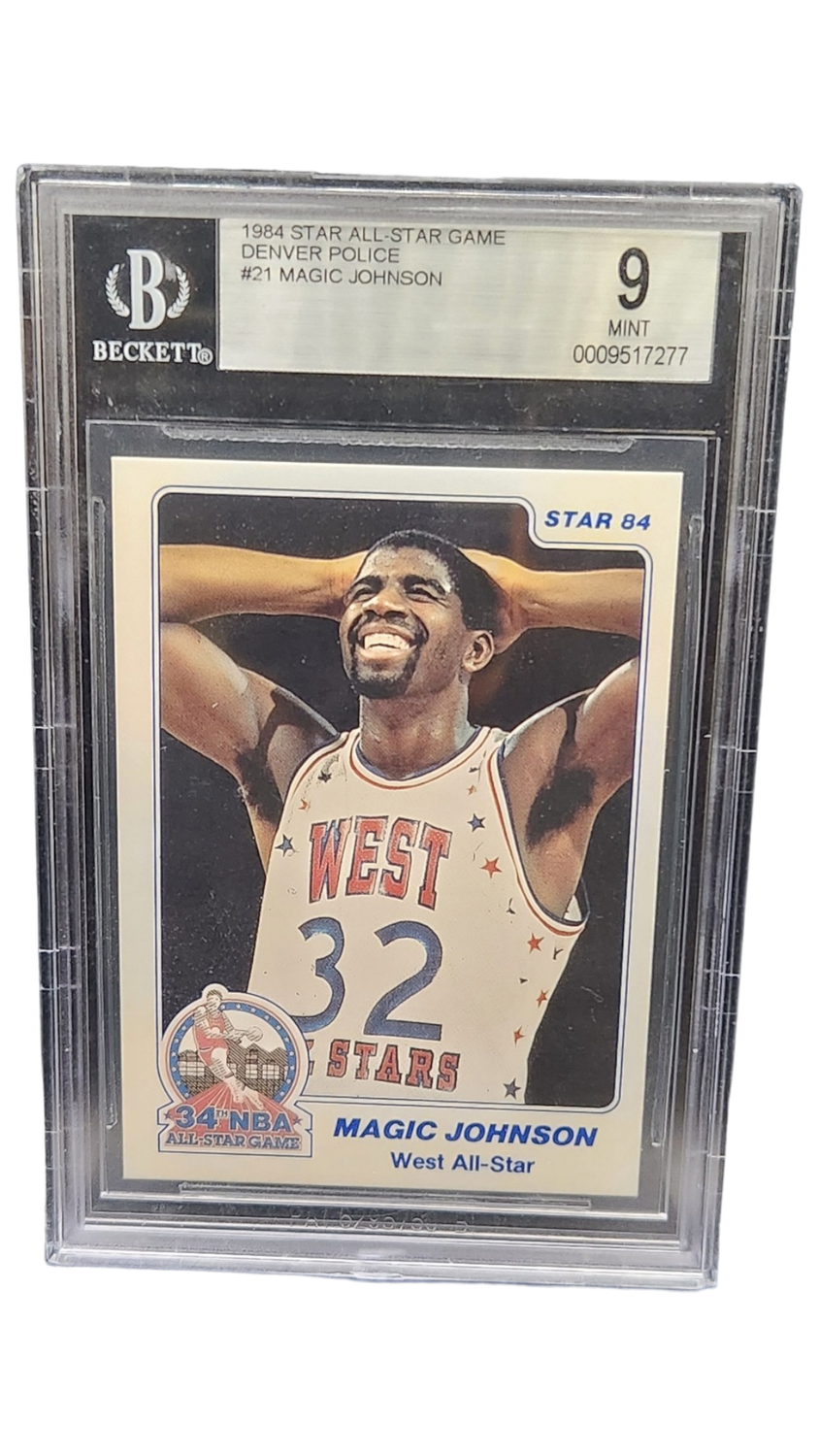 1984 Star All-Star Game Denver Police Magic Johnson Beckett 9