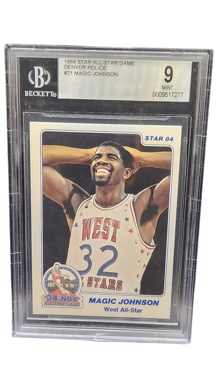 1984 Star All-Star Game Denver Police Magic Johnson Beckett 9