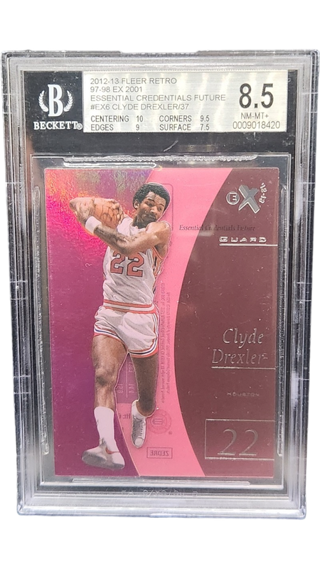 2012-13 Fleer Retro Ex 2001 Essential Credentials Future Clyde Drexler 13/37 Beckett 8.5