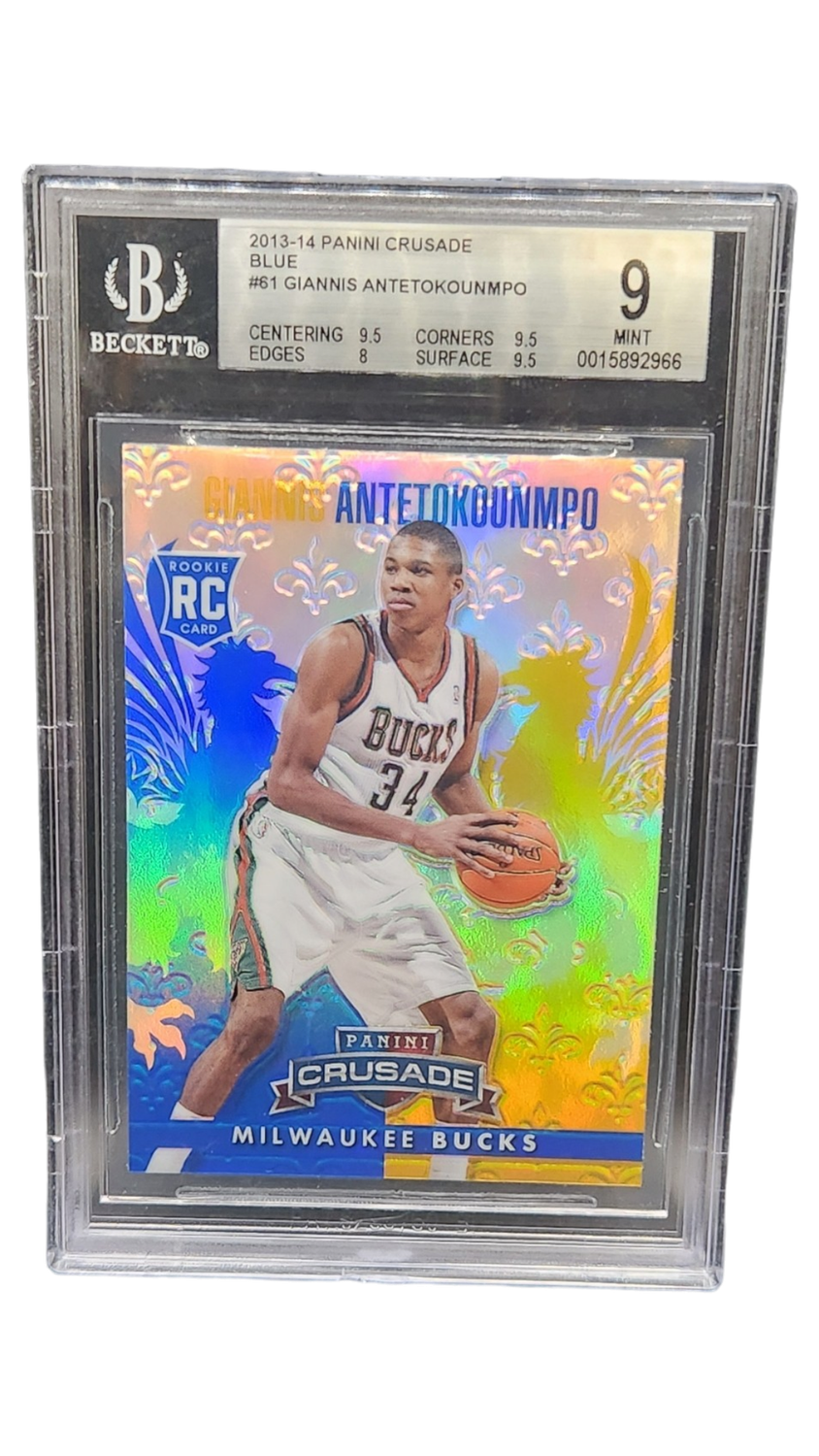 2013-14 Panini Crusade Blue Giannis Antetokounmpo RC Beckett 9