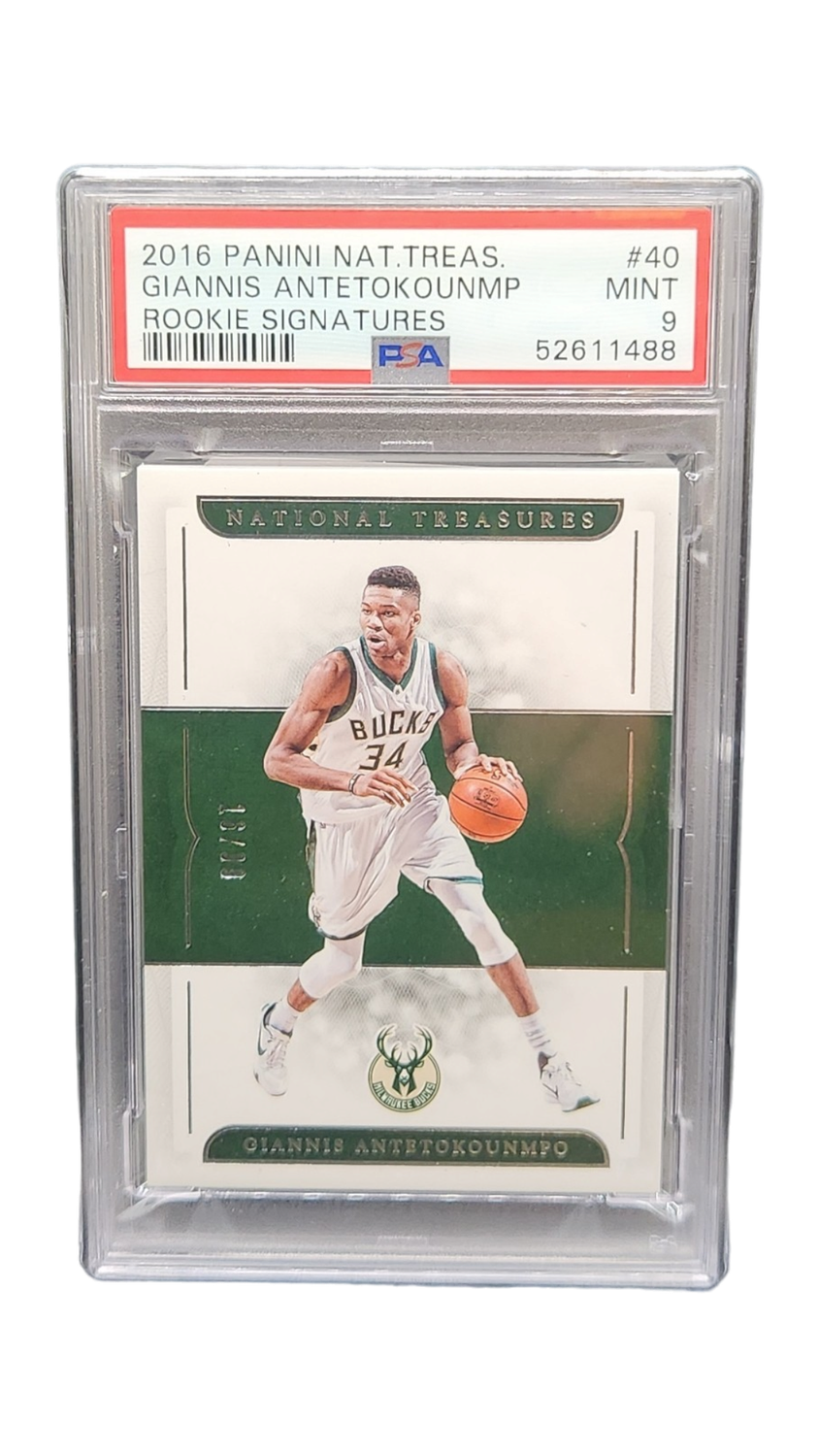 2016 Panini Nat. Treas. Giannis Antetokounmpo Rookie Signatures 16/99 PSA 9