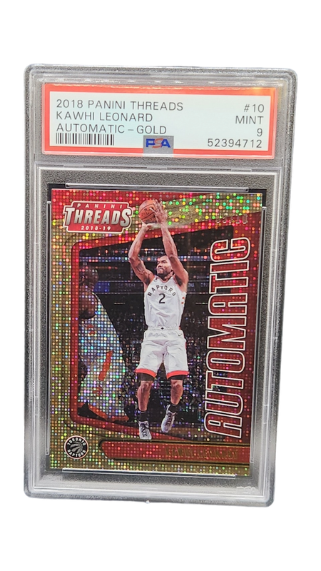 2018 Panini Threads Kawhi Leonard Automatic Gold 5/10 PSA 9