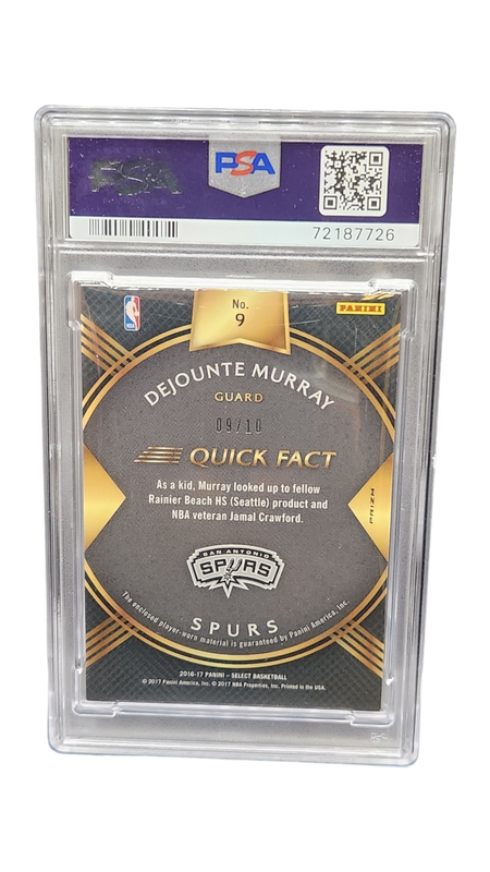 2016 Panini Select Dejounte Murray RKE. Swatches Gold Prizm 9/10 Patch PSA 8
