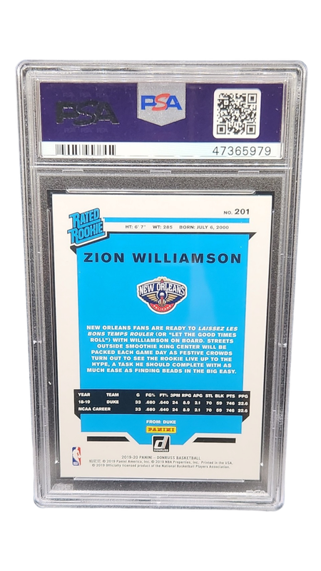 2019 Panini Donruss Zion Williamson PSA 9