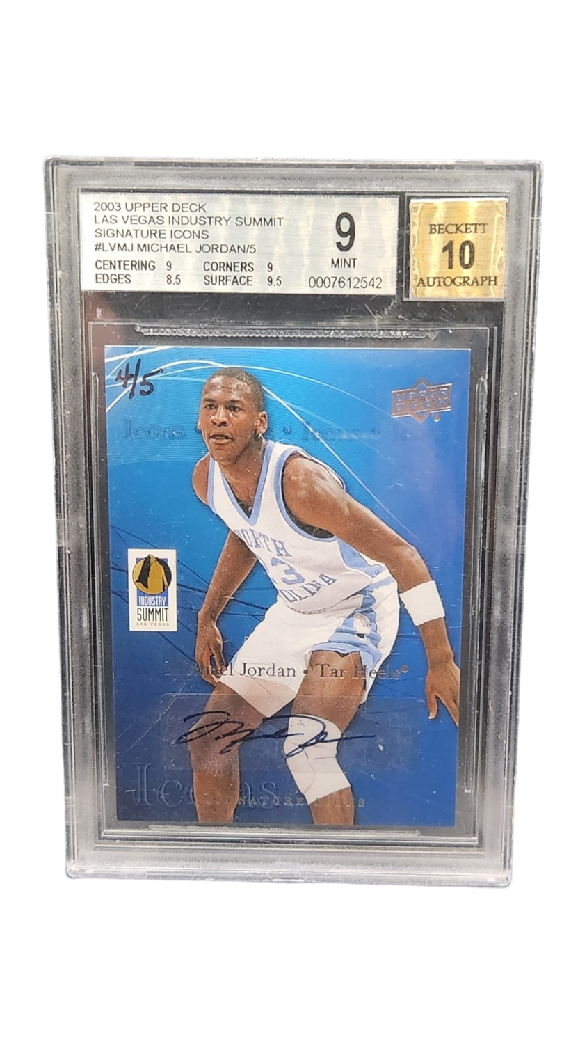 2003 Upper Deck Las Vegas Industry Summit Signature Icons VMJ Michael Jordan 4/5 Beckett 9 Auto 10